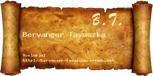 Bervanger Tavaszka névjegykártya